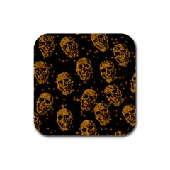 Sparkling Glitter Skulls Golden Rubber Square Coaster (4 Pack)  by ImpressiveMoments