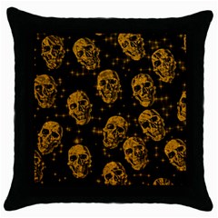 Sparkling Glitter Skulls Golden Throw Pillow Case (black) by ImpressiveMoments