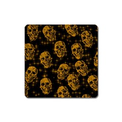 Sparkling Glitter Skulls Golden Square Magnet by ImpressiveMoments