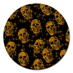 Sparkling Glitter Skulls Golden Magnet 5  (round) by ImpressiveMoments