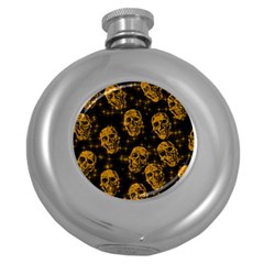 Sparkling Glitter Skulls Golden Round Hip Flask (5 Oz) by ImpressiveMoments