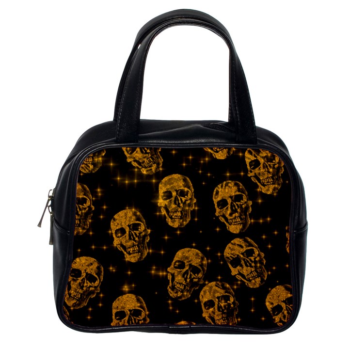 Sparkling Glitter Skulls Golden Classic Handbags (One Side)