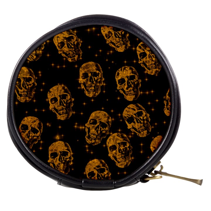 Sparkling Glitter Skulls Golden Mini Makeup Bags