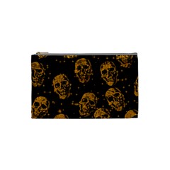 Sparkling Glitter Skulls Golden Cosmetic Bag (small)  by ImpressiveMoments