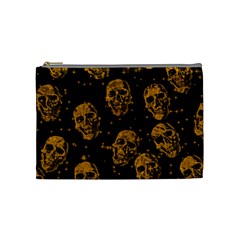 Sparkling Glitter Skulls Golden Cosmetic Bag (medium)  by ImpressiveMoments