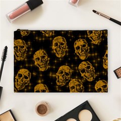 Sparkling Glitter Skulls Golden Cosmetic Bag (large)  by ImpressiveMoments