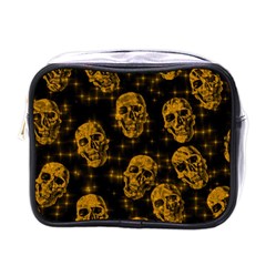 Sparkling Glitter Skulls Golden Mini Toiletries Bags by ImpressiveMoments