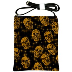 Sparkling Glitter Skulls Golden Shoulder Sling Bags by ImpressiveMoments