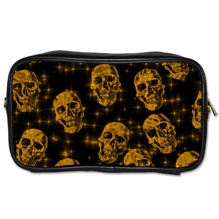 Sparkling Glitter Skulls Golden Toiletries Bags 2-Side