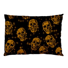 Sparkling Glitter Skulls Golden Pillow Case (two Sides) by ImpressiveMoments