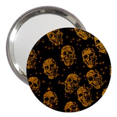 Sparkling Glitter Skulls Golden 3  Handbag Mirrors by ImpressiveMoments