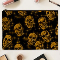 Sparkling Glitter Skulls Golden Cosmetic Bag (xxxl)  by ImpressiveMoments