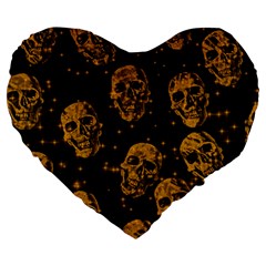 Sparkling Glitter Skulls Golden Large 19  Premium Heart Shape Cushions by ImpressiveMoments