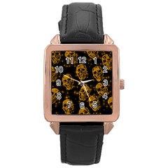 Sparkling Glitter Skulls Golden Rose Gold Leather Watch  by ImpressiveMoments