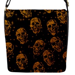 Sparkling Glitter Skulls Golden Flap Messenger Bag (s) by ImpressiveMoments