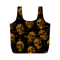 Sparkling Glitter Skulls Golden Full Print Recycle Bags (m)  by ImpressiveMoments