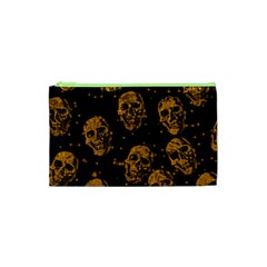 Sparkling Glitter Skulls Golden Cosmetic Bag (xs) by ImpressiveMoments