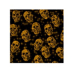 Sparkling Glitter Skulls Golden Small Satin Scarf (square) by ImpressiveMoments