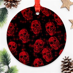 Sparkling Glitter Skulls Red Ornament (round) by ImpressiveMoments