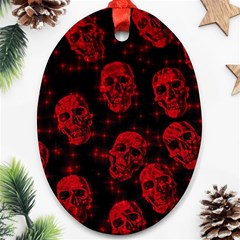 Sparkling Glitter Skulls Red Ornament (oval) by ImpressiveMoments