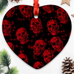 Sparkling Glitter Skulls Red Ornament (heart) by ImpressiveMoments