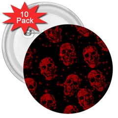 Sparkling Glitter Skulls Red 3  Buttons (10 Pack)  by ImpressiveMoments