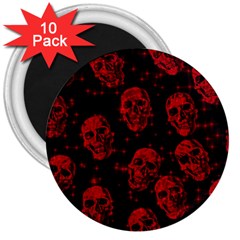 Sparkling Glitter Skulls Red 3  Magnets (10 Pack)  by ImpressiveMoments