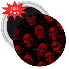 Sparkling Glitter Skulls Red 3  Magnets (100 Pack) by ImpressiveMoments