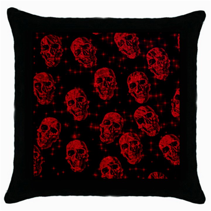 Sparkling Glitter Skulls Red Throw Pillow Case (Black)