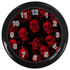 Sparkling Glitter Skulls Red Wall Clocks (black) by ImpressiveMoments