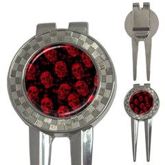 Sparkling Glitter Skulls Red 3-in-1 Golf Divots by ImpressiveMoments