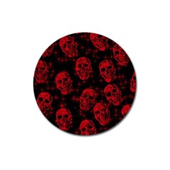 Sparkling Glitter Skulls Red Magnet 3  (round) by ImpressiveMoments