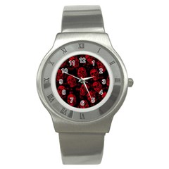 Sparkling Glitter Skulls Red Stainless Steel Watch by ImpressiveMoments