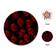 Sparkling Glitter Skulls Red Playing Cards (round) 