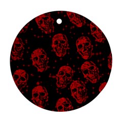 Sparkling Glitter Skulls Red Round Ornament (two Sides) by ImpressiveMoments