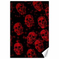 Sparkling Glitter Skulls Red Canvas 12  X 18   by ImpressiveMoments