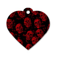 Sparkling Glitter Skulls Red Dog Tag Heart (one Side) by ImpressiveMoments