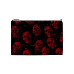 Sparkling Glitter Skulls Red Cosmetic Bag (medium)  by ImpressiveMoments