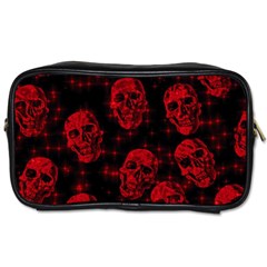 Sparkling Glitter Skulls Red Toiletries Bags by ImpressiveMoments