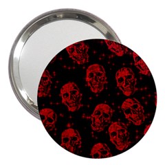 Sparkling Glitter Skulls Red 3  Handbag Mirrors by ImpressiveMoments