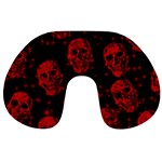 Sparkling Glitter Skulls Red Travel Neck Pillows Back