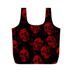 Sparkling Glitter Skulls Red Full Print Recycle Bags (m)  by ImpressiveMoments