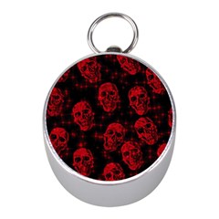 Sparkling Glitter Skulls Red Mini Silver Compasses by ImpressiveMoments