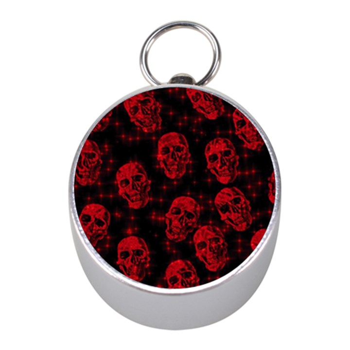 Sparkling Glitter Skulls Red Mini Silver Compasses