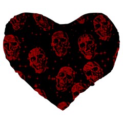 Sparkling Glitter Skulls Red Large 19  Premium Flano Heart Shape Cushions by ImpressiveMoments