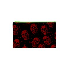 Sparkling Glitter Skulls Red Cosmetic Bag (xs) by ImpressiveMoments