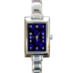 Sparkling Glitter Skulls Blue Rectangle Italian Charm Watch