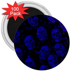 Sparkling Glitter Skulls Blue 3  Magnets (100 Pack) by ImpressiveMoments