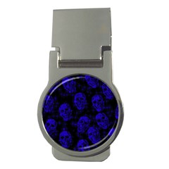 Sparkling Glitter Skulls Blue Money Clips (round)  by ImpressiveMoments