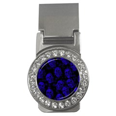 Sparkling Glitter Skulls Blue Money Clips (cz)  by ImpressiveMoments